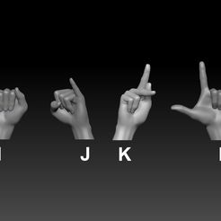 111.jpg STL file HAND SIGN LANGUAGE ALPHABET I,J,K,L・3D printer model to download