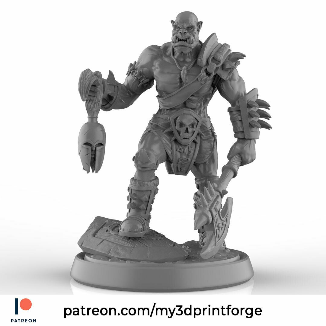 Download file Ork Warrior STL 32mm and 75mm pre-supported • 3D ...