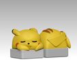 Pikachu_09.jpg Lazy Pikachu Keyboard Decoration - 3D Print Model STL