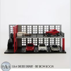 SHOW-ROOM-004.jpg Fichier STL MINI GARAGE DIORAMA POUR DIECASTS A L'ECHELLE 1/64 - MODÈLE 006 - The Show Room・Design à télécharger et à imprimer en 3D
