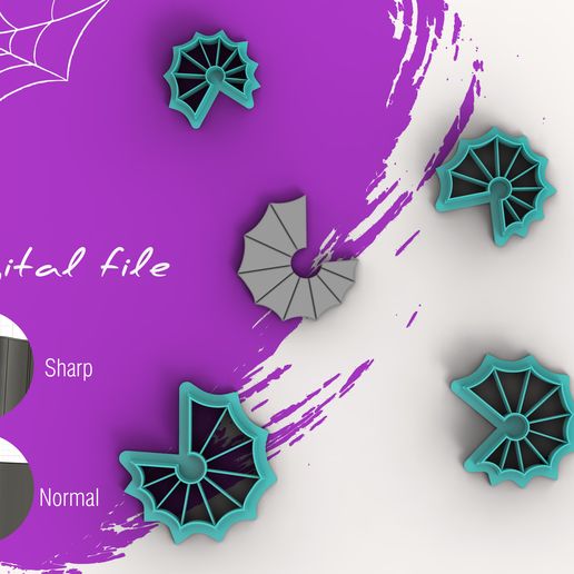 Halloween Spider Web Hoop Polymer Clay Cutter | Digital STL File | 4 Sizes | 2 Cutter Versions 3D model