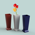 Set Macetas con tulipán.png Beautiful lowpoly flower pot for home decoration with plants