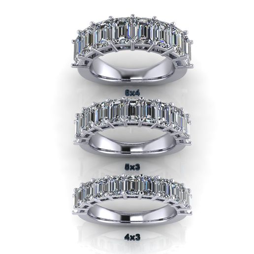 Emerald Cut Engagement Anniversary Ring 3D model