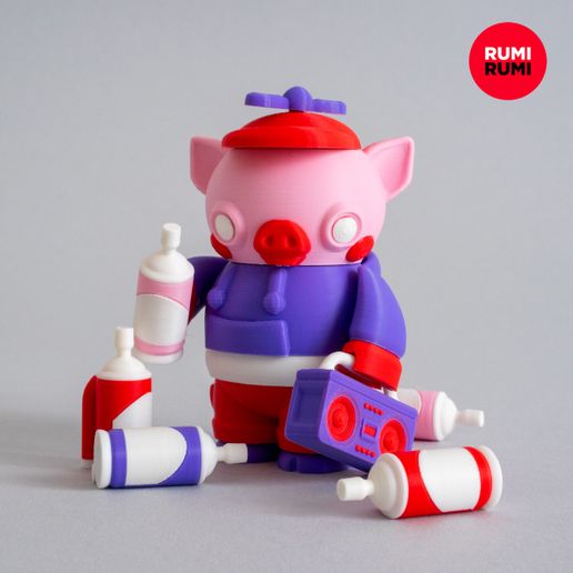 Taggy_Funky_Street-Pig_Toy_by_Rumi_Rumi_03.jpg Taggy Funky Street Pig –  Rumi Blocks Stackable Toy