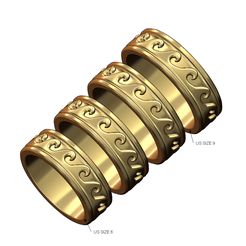 Pattern-Wave-cigar-band-size6to9-00.jpg STL file Wave pattern fashion band US sizes 6to9 3D print model・Model to download and 3D print