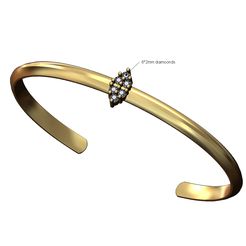 S-tri-cluster-chamfred-cuff-bracelet-sizeS-00.jpg Archivo STL Pulsera de racimo de diamantes con brazalete en 3D・Plan de impresión en 3D para descargar, RachidSW