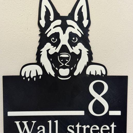 German Shepherd house number sign