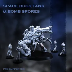 r1.webp Archivo 3D Tanque de bichos espaciales y esporas de bombas - Kit con soporte previo・Objeto imprimible en 3D para descargar