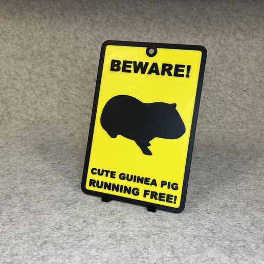 Decorative warning sign cute guinnea pig pet