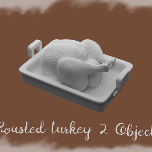 Thanksgiving Roast Turkey & Pan | Miniature Table Decoration 3D Print - 3D model önizlemesi