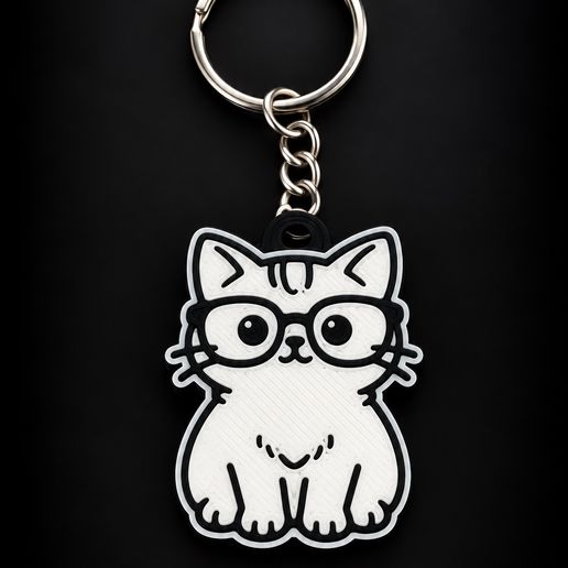 Nerdy Cat Keychain