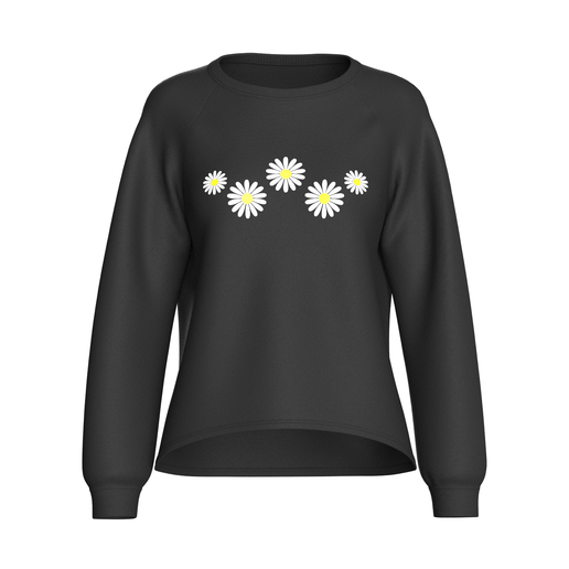 Girls Raglan Flower Printed Black Sweatshirt | Marvelous / Clo3d / obj / fbx