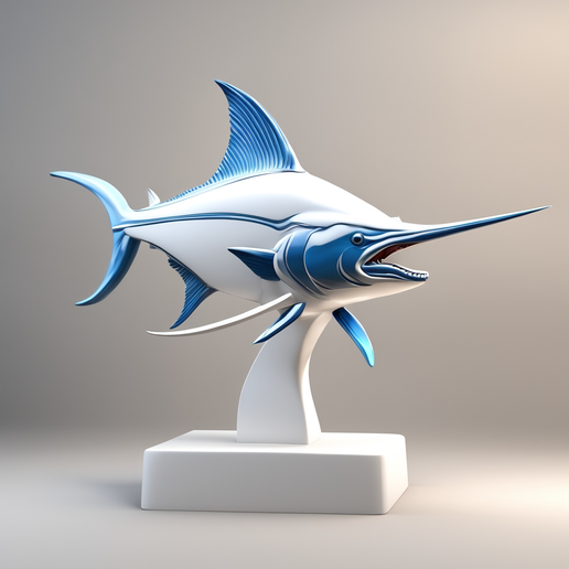 White Spear of Sea Fish Bust Figure Unique & Detailed 3D Print Model 3D model