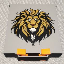 Lion-Lid-Make.jpg Lion Card Box Lid with Lion Modeled in for easy in software painting