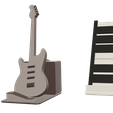 E_Guitar_Piano_Key_PS_Bundle.png Electric Guitar and Piano Keys Shaped Phone Stand Bundle- Instant Download - No Supports Needed