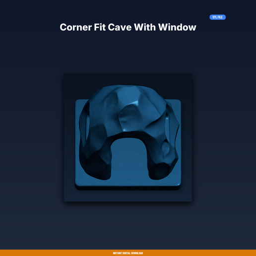 Corner Fit Cave With Window - 3D Printable STL File