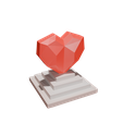 heart-temple-1.png Coração geométrico sobre pedestal STL - Prenda do dia dos namorados e decoração moderna para casa, imprimível em 3D - Escultura poligonal de um coração - Inclui ficheiro GLB com textura