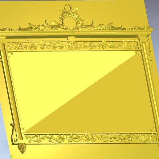 Classic Ornate Mirror Frame with Medallion Crest - French Relief 3D Model STL