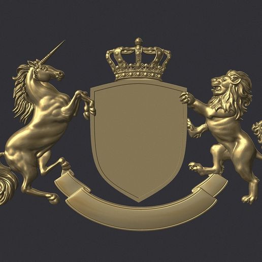 02.jpg Coat of Arms Heraldic Lion and Unicorn Shield 3D Model