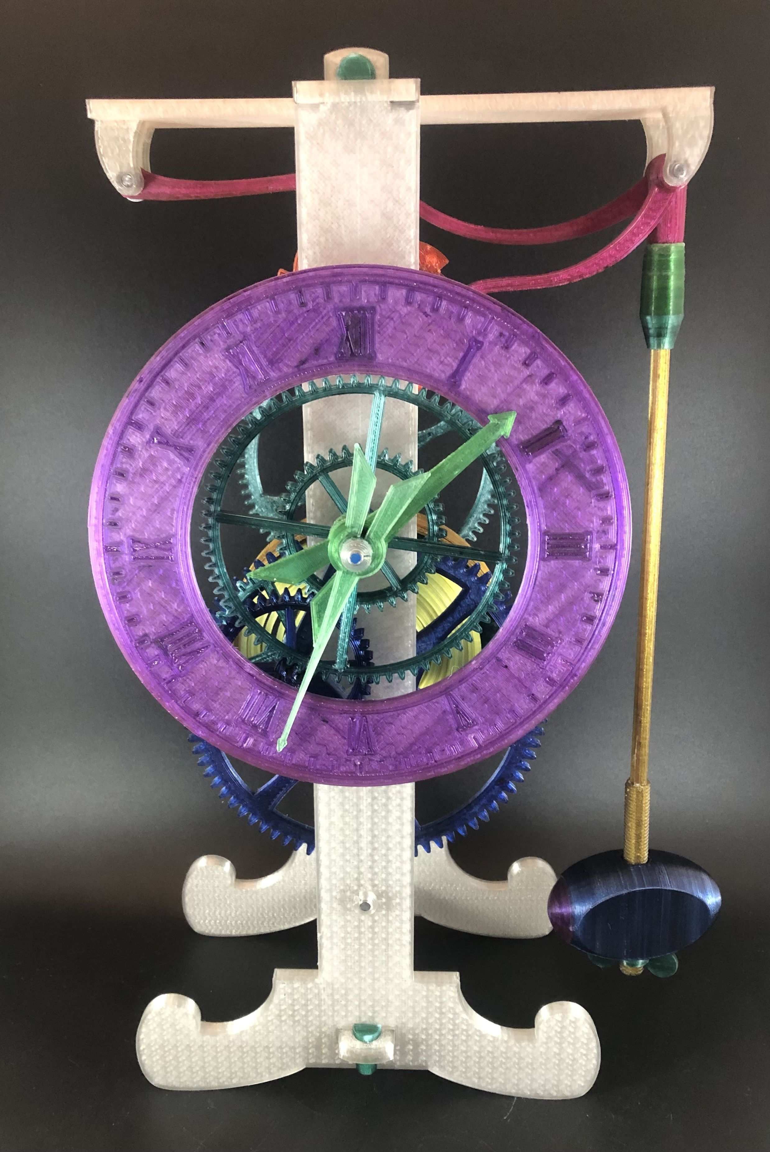 3D printed Galileo Escapement clock spring driven and hands • made with
