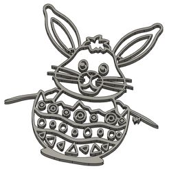 Lapin-dans-oeuf.jpg Fichier STL 2 Moules à Biscuit - Emporte-pièces - Cookie cutter- Coupe Biscuit - Pâques - Chocolat - Gâteau - Cloches - Lapin - Poussin - Oeuf・Design pour impression 3D à télécharger
