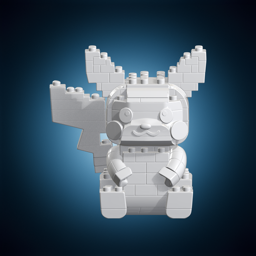 Pikachu LEGO Statue 3D Print Model