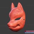 Kitsune_Fox_Mask_3D_print_file_04.jpg Japanese Fox Mask Demon Kitsune Cosplay Mask, Helmet 3D Print Model