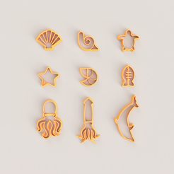 wv & @ STL file SEA ANIMALS POLYMER CLAY CUTTER・3D print design to download