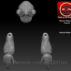 Ackbar2.jpg Admiral Ackbar Head Sculpt 3D Print File - A Star Wars Collector's Dream