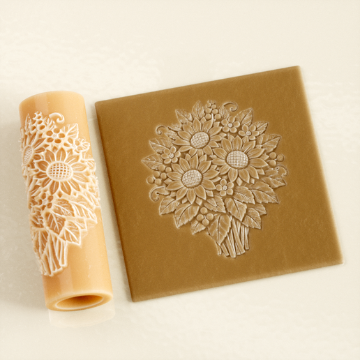 Sunflower Relief Texture Roller STL File – Digital Download