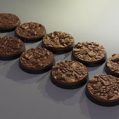 ovw.png Archivo STL 10x Base de 40mm con suelo pedregoso y estéril (+toppers)・Modelo para descargar e imprimir en 3D