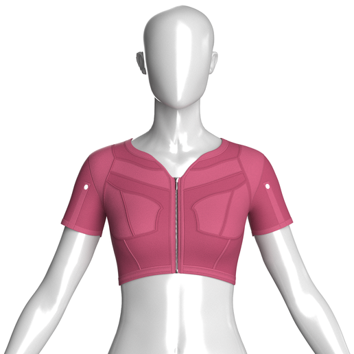 Girls Zipper Crop Top With Short Sleeves | Marvelous / Clo3d / obj / fbx