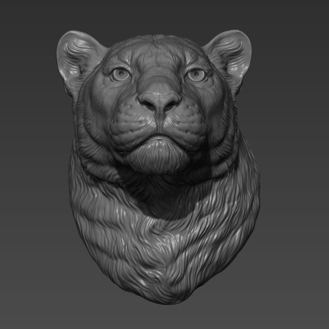 3.jpg Archivo OBJ Pantera cabeza de leopardo・Modelo de impresión 3D para descargar, guninnik81