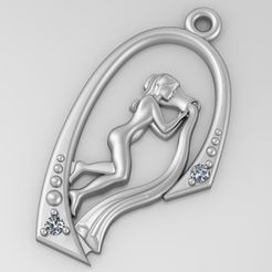 1.jpg Girl with whater pendant medallion 3D print model