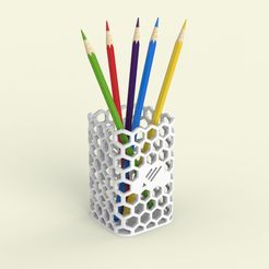 Honeycomb-Pencil-Holder-01.46.jpg STL file Honeycomb Pencil Holder・3D printable model to download, DBA-RTZA