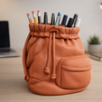 7.png Cute Drawstring Bag Organizer Pen Holder STL | Backpack Desk Organizer | Makeup Brush Holder | 3D Printable Storage Bag