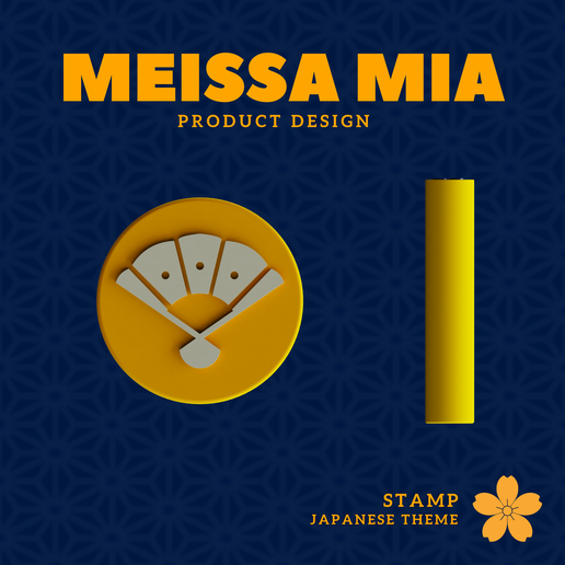 Japan Fan Stamp – Digital 3D Print File for DIY Crafts, Journals & Stationery - 3D model önizlemesi