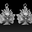 3.png Skull book keychain bas-relief