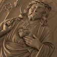SKU-_06_detail_oak.png Sagrado Corazón de Jesús - Relieve STL para talla en madera CNC e impresión 3D