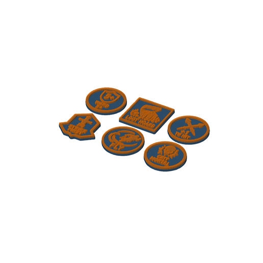 Tokens wargaming 35 mm – 21 jetons en relief – mono + multicouleur (compatible SoB) Wargaming 35 mm tokens – 21 embossed tokens – mono + multicolor (SoB compatible)