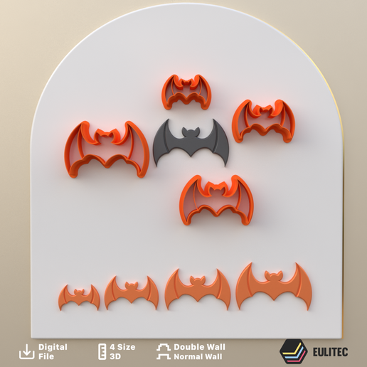 💍 POLYMER CLAY CUTTERS Magnificent Bats in 4 sizes and 2 cut versions ...