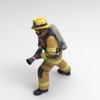 fire5.jpg Firefighter with Hose Figure - Fire Rescue Worker Using Water Hose