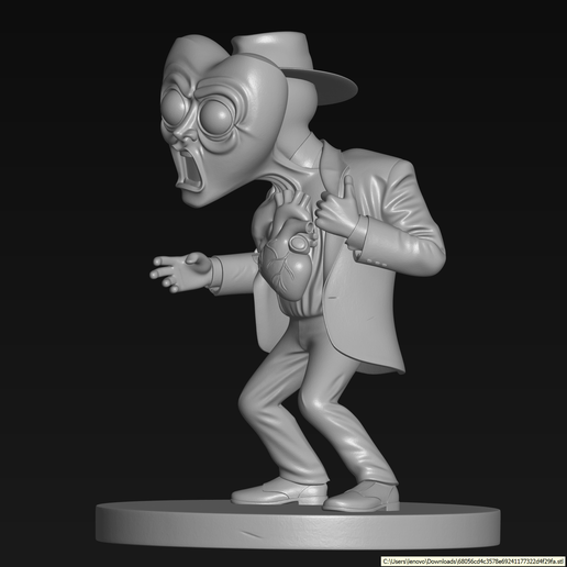 Surreal Heart-Headed Man Miniature - Stylized Art Sculpture