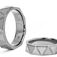 Oxidised-Ring.jpg Triangular Faceted Oxidised Silver Ring Band