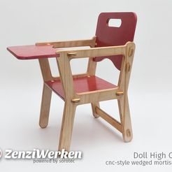 82d8f6261944492562aa65c3a3f7e643_display_large.jpg Free STL file Doll High Chair [cnc-style wedged mortise joints]・3D printable model to download