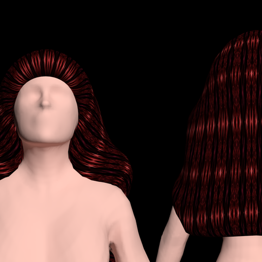 Free woman's shiny hair - 3D model önizlemesi