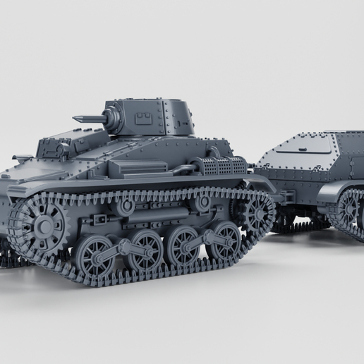🚐 Type 94 Tankette (early) + Trailer + 2 Tankmen (Japan
