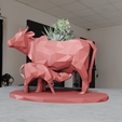 indian-cow-planter-low-poly-2.png Indian cow and calf low poly planter vase geometrical succulent flower pot STL