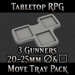 Miniature.png 3 Gunners 20-25mm Round & Square - Move Tray Pack