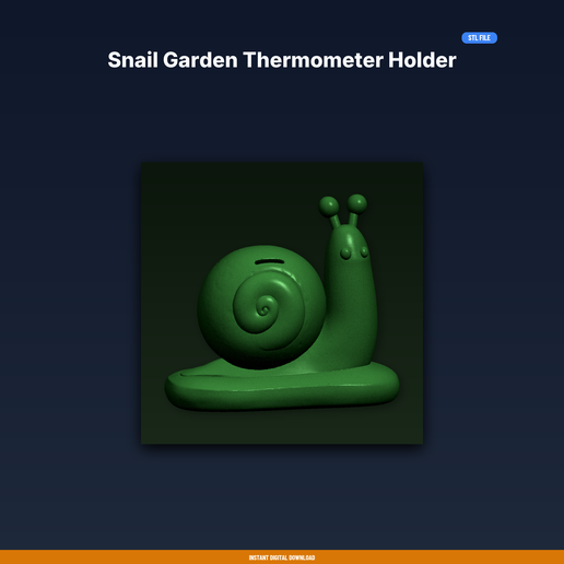 Snail Garden Thermometer Holder - 3D Printable STL File